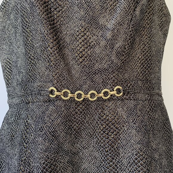 Ellen Tracy Faux Metallic Snakeskin Sleeveless Knee-Length Dress - Size 12 - Picture 2 of 9